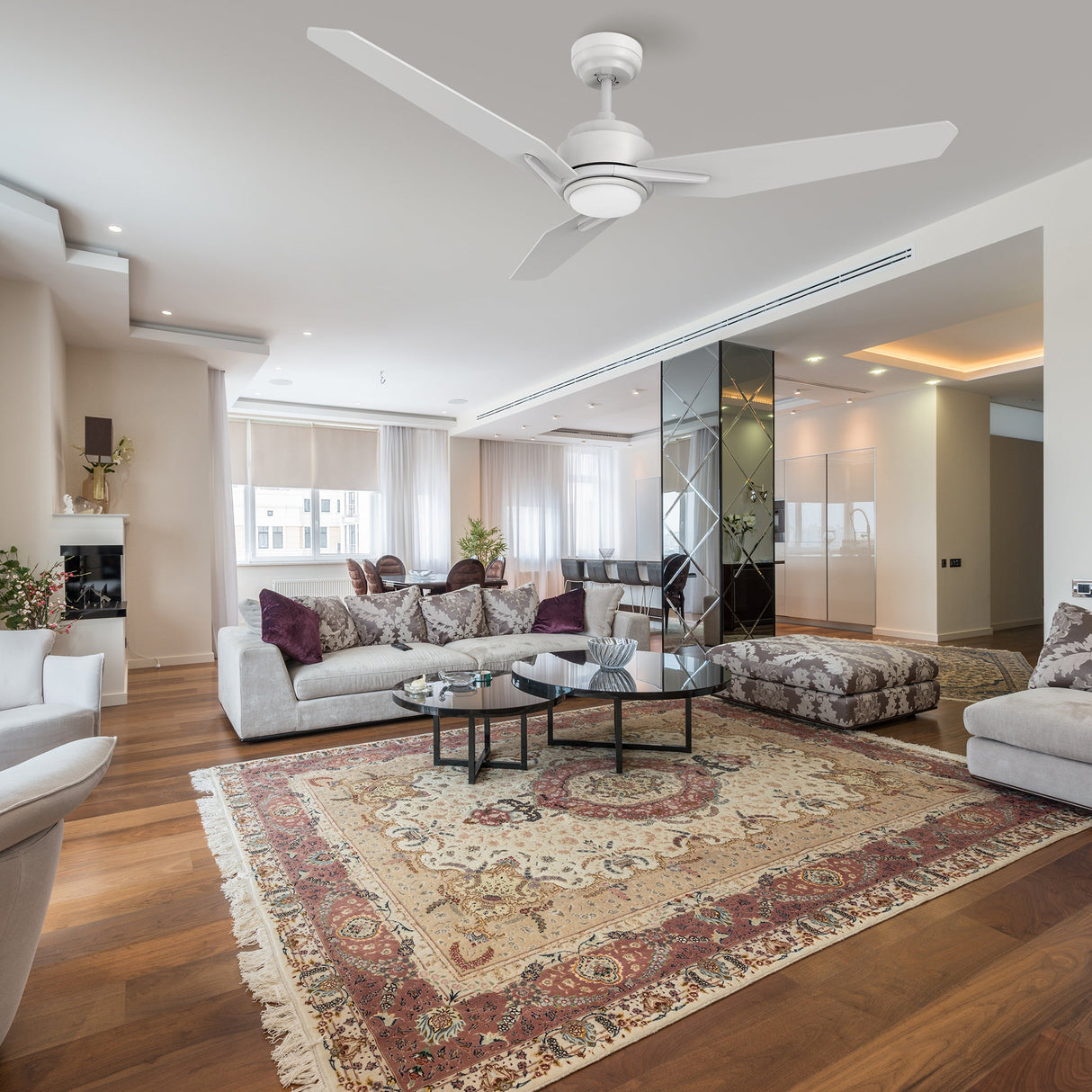 CALEN 48 In 3 Blade Smart Ceiling Fan With Integrated LED Lights With Google Home