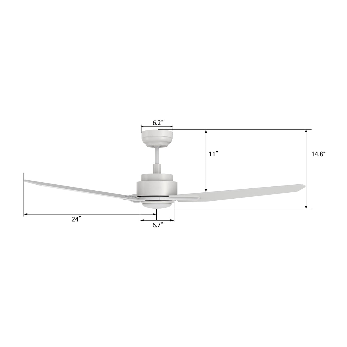 CALEN 48 In 3 Blade Smart Ceiling Fan With Integrated LED Lights With Google Home