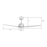 CALEN 48 In 3 Blade Smart Ceiling Fan With Integrated LED Lights With Google Home