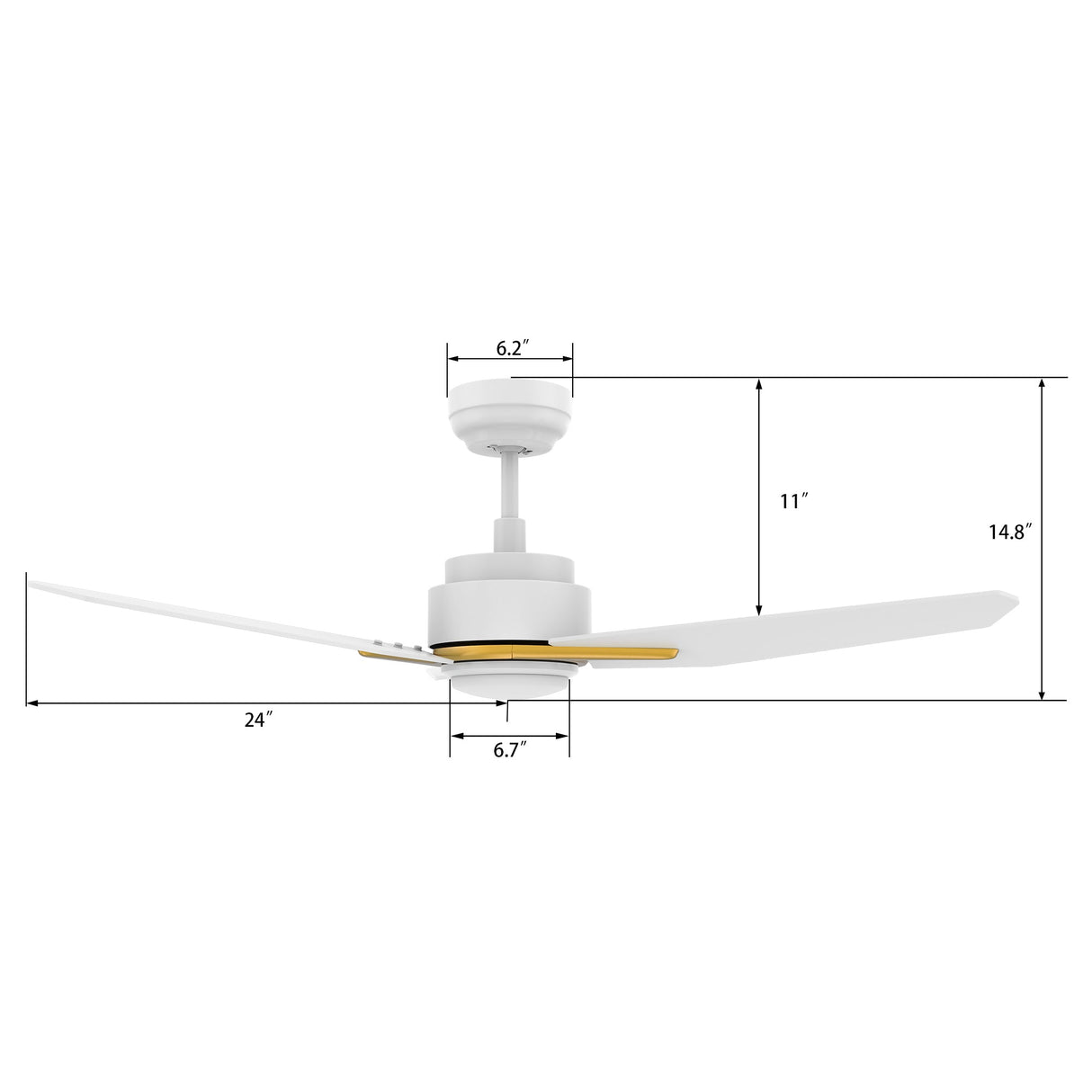 CALEN 48 In 3 Blade Smart Ceiling Fan With Integrated LED Lights With Google Home