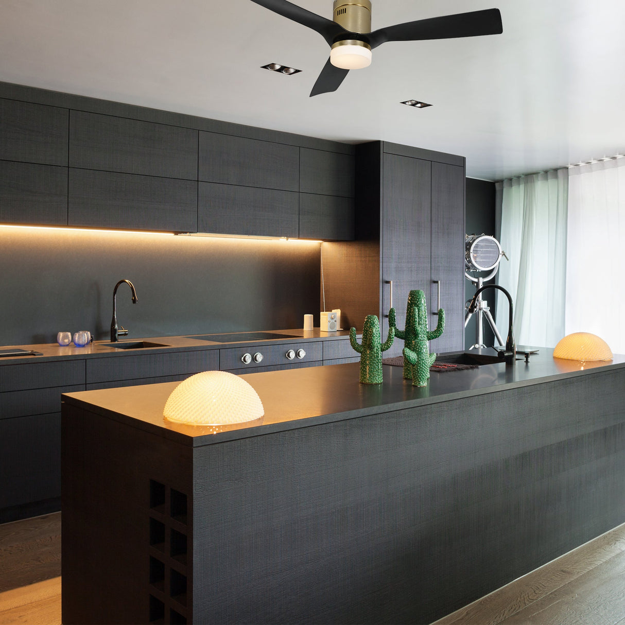 SPEZIA 48 In 3 Blade Smart Ceiling Fan With Integrated LED Lights With Google Home