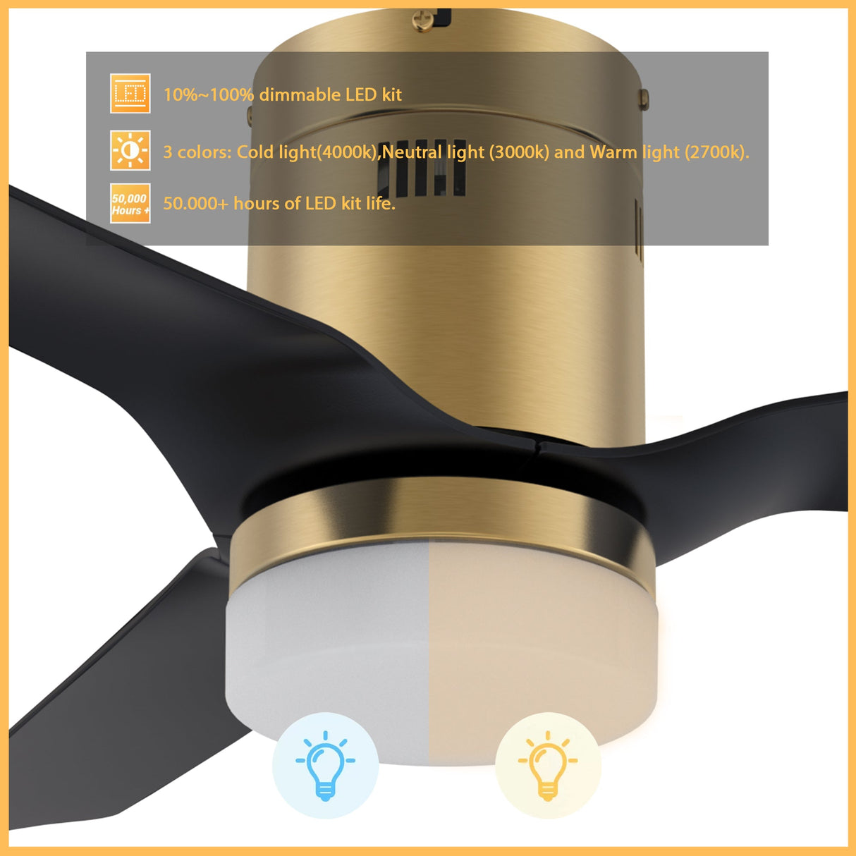 SPEZIA 52 In 3 Blade Smart Ceiling Fan With Integrated LED Lights With Google Home
