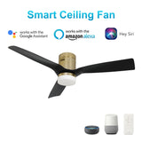 SPEZIA 48 In 3 Blade Smart Ceiling Fan With Integrated LED Lights With Google Home