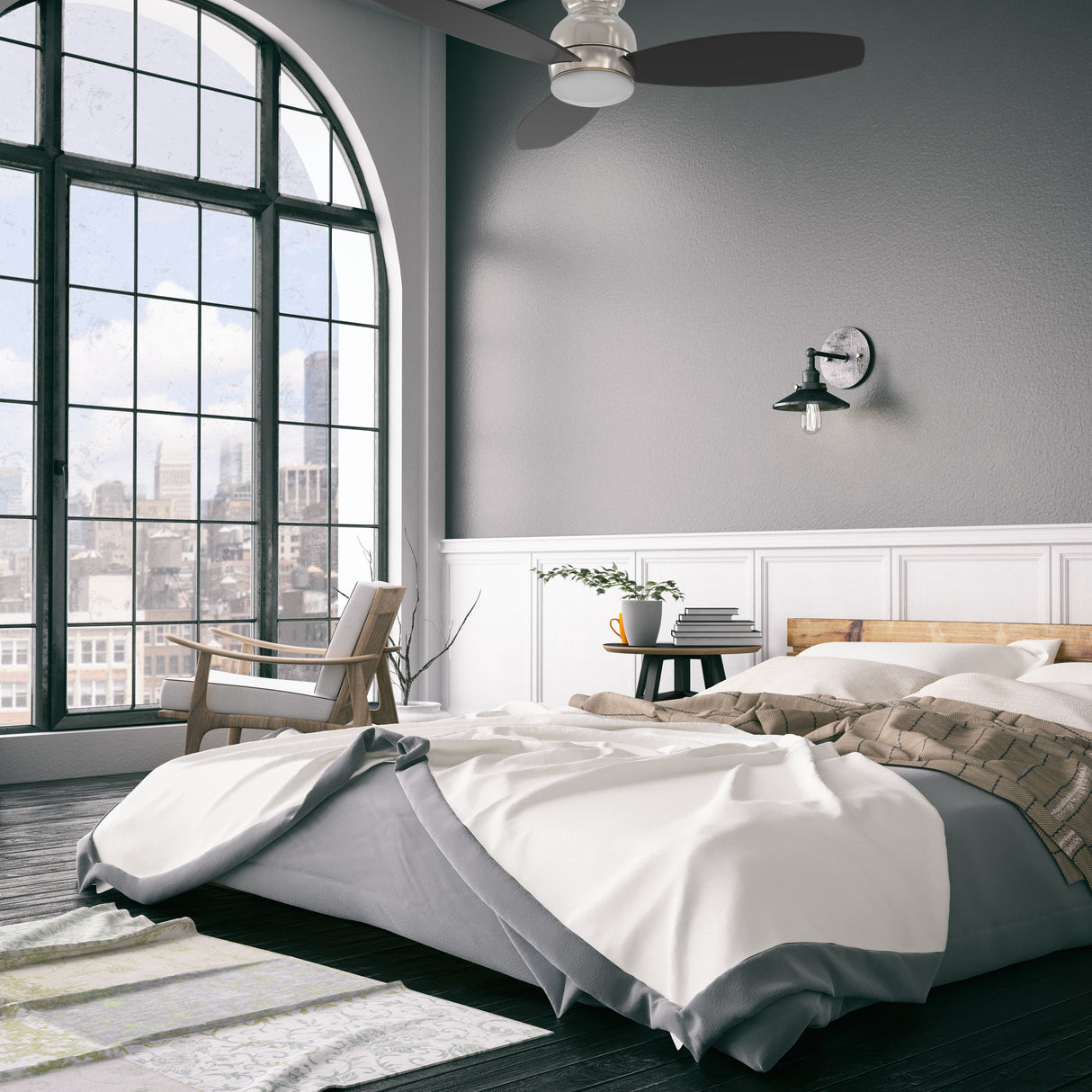 TRENTO 48 In 3 Blade Smart Ceiling Fan With Integrated LED Lights With Google Home