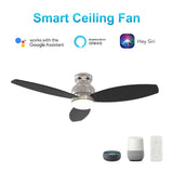 TRENTO 48 In 3 Blade Smart Ceiling Fan With Integrated LED Lights With Google Home