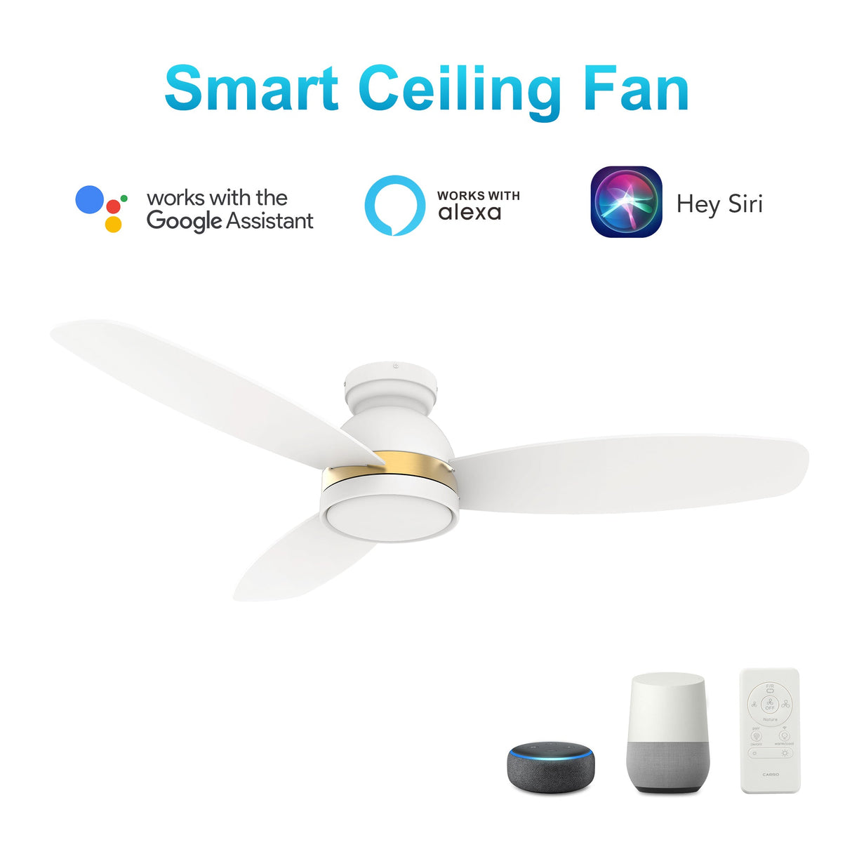 FREMONT 48 In 3 Blade Smart Ceiling Fan With Integrated LED Lights With Google Home