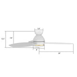 HOBART 48 In 3 Blade Smart Ceiling Fan With Integrated LED Lights With Google Home