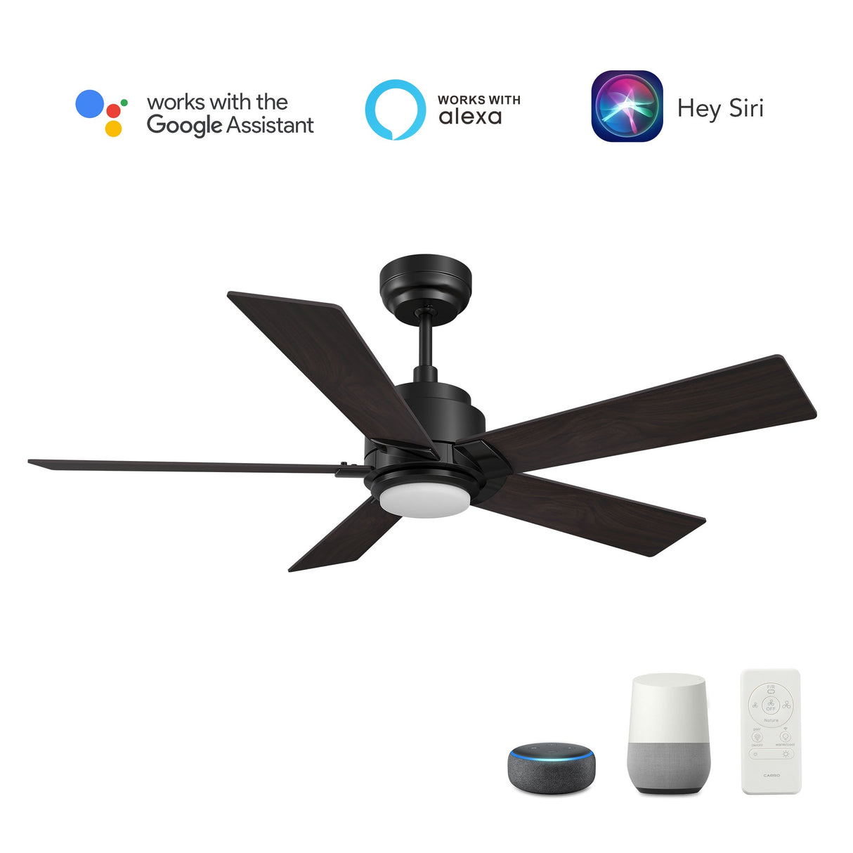 ASCENDER 48 In 5 Blade Smart Ceiling Fan With Integrated LED Lights With Google Home