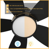 Granville 48 Inch 5 Blade Flush Mount Smart Ceiling Fan With Led Light Kit Remote Black Black Gold Detail