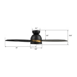 Granville 48 Inch 5 Blade Flush Mount Smart Ceiling Fan With Led Light Kit Remote Black Black Gold Detail