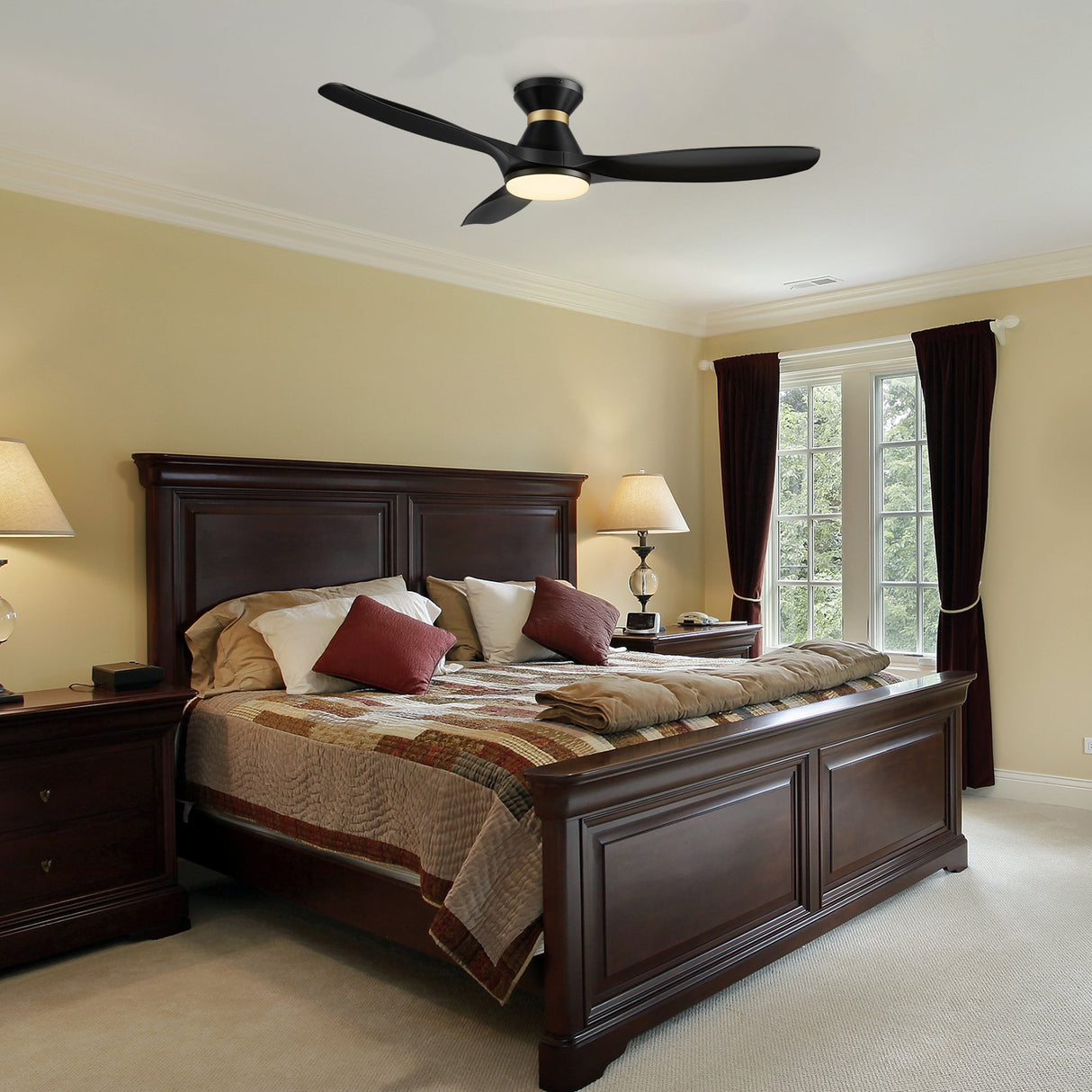 MERTON 52 In 3 Blade Smart Ceiling Fan With Integrated LED Lights With Google Home