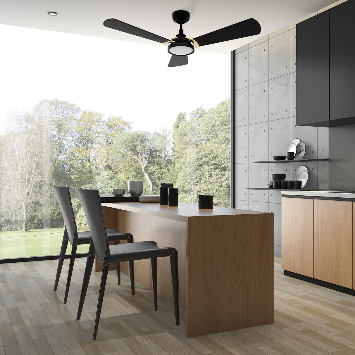 BRISA 52 In 3 Blade Smart Ceiling Fan With Integrated LED Lights With Google Home