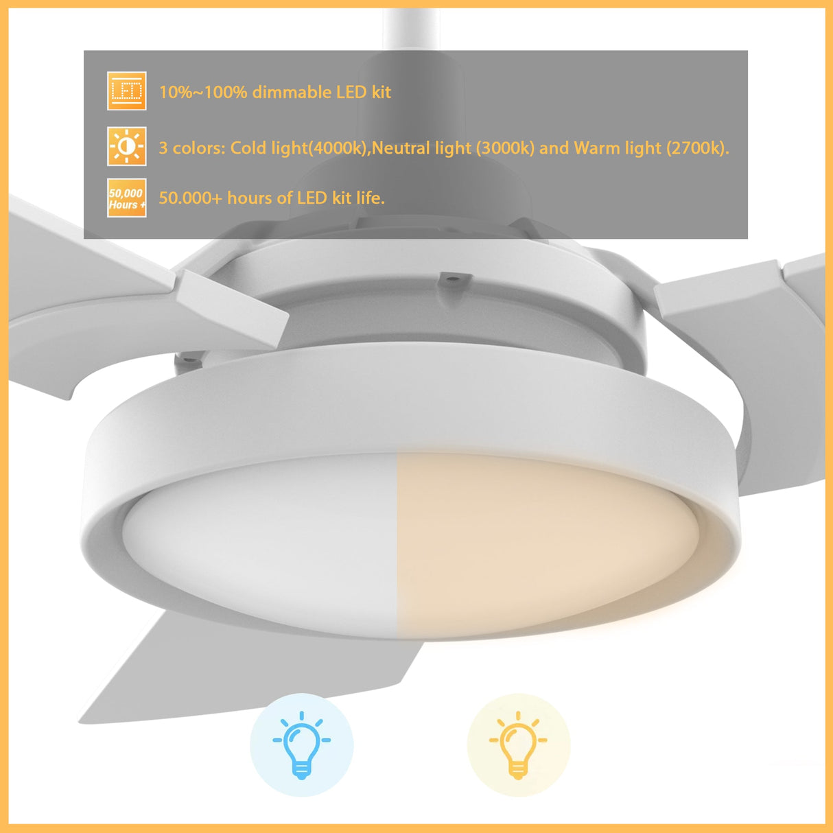 BRISA 52 In 3 Blade Smart Ceiling Fan With Integrated LED Lights With Google Home
