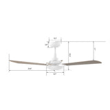 BRISA 52 In 3 Blade Smart Ceiling Fan With Integrated LED Lights With Google Home