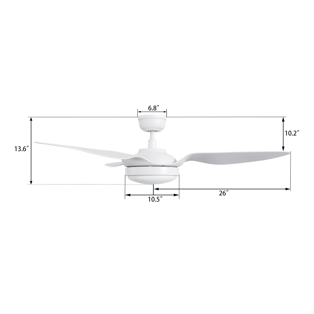 VENA 52 In 3 Blade Smart Ceiling Fan With Integrated LED Lights With Google Home