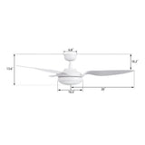 VENA 52 In 3 Blade Smart Ceiling Fan With Integrated LED Lights With Google Home