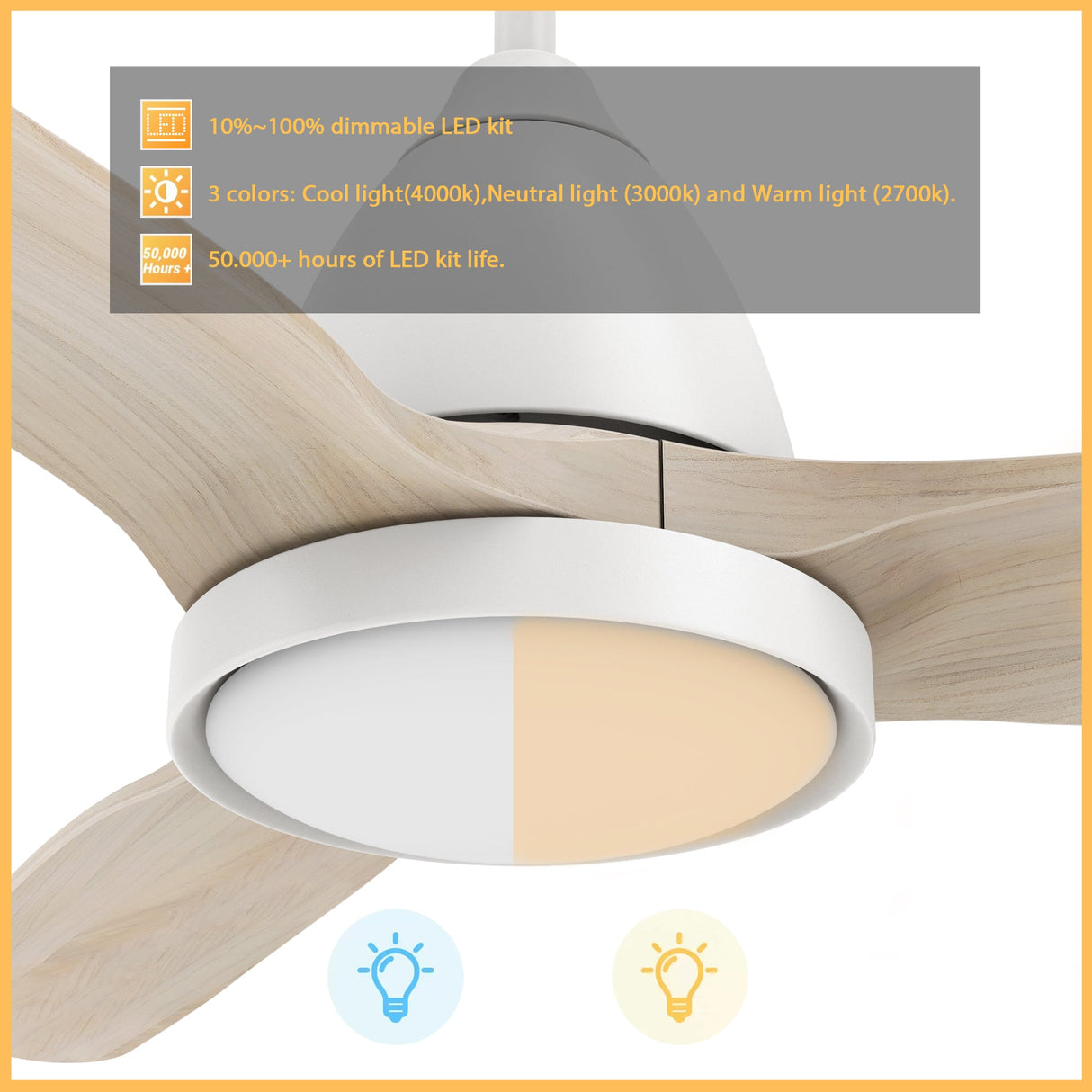 GARRICK 52 In 3 Blade Smart Ceiling Fan With Integrated LED Lights With Google Home