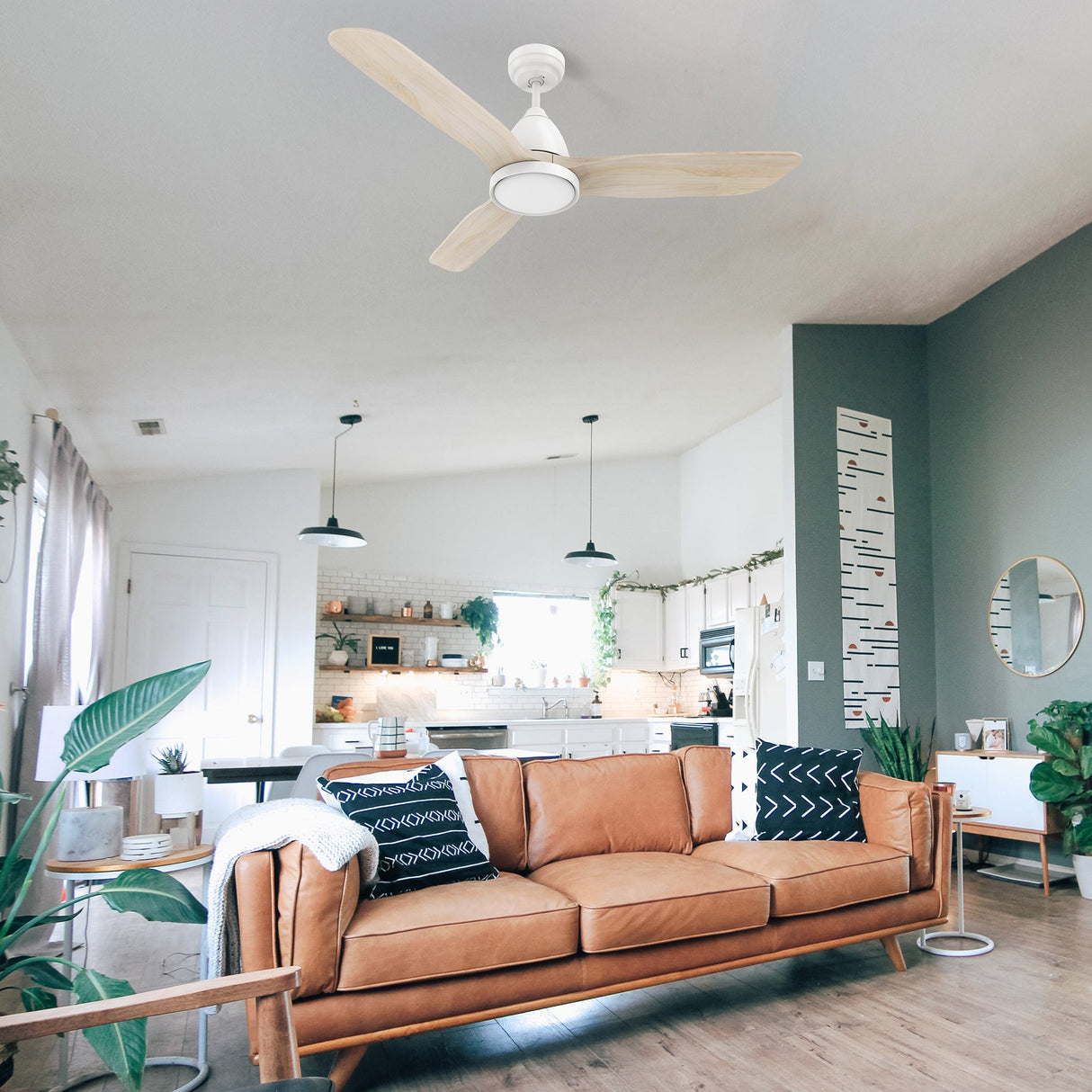 GARRICK 52 In 3 Blade Smart Ceiling Fan With Integrated LED Lights With Google Home