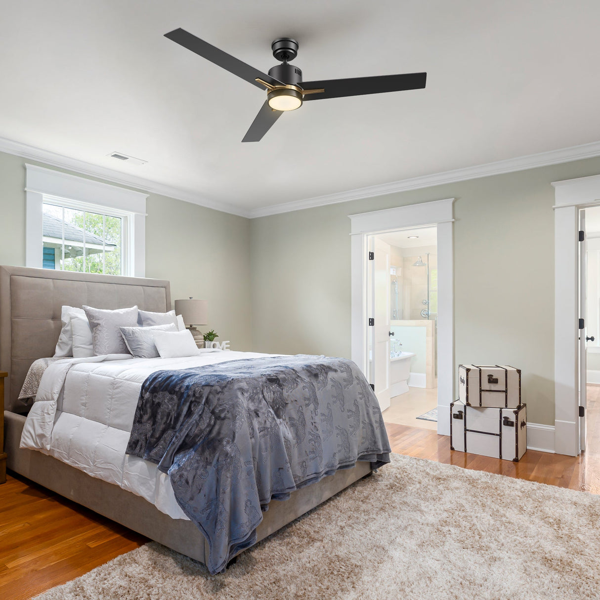 MONTGOMERY 52 In 3 Blade Smart Ceiling Fan With Integrated LED Lights With Google Home
