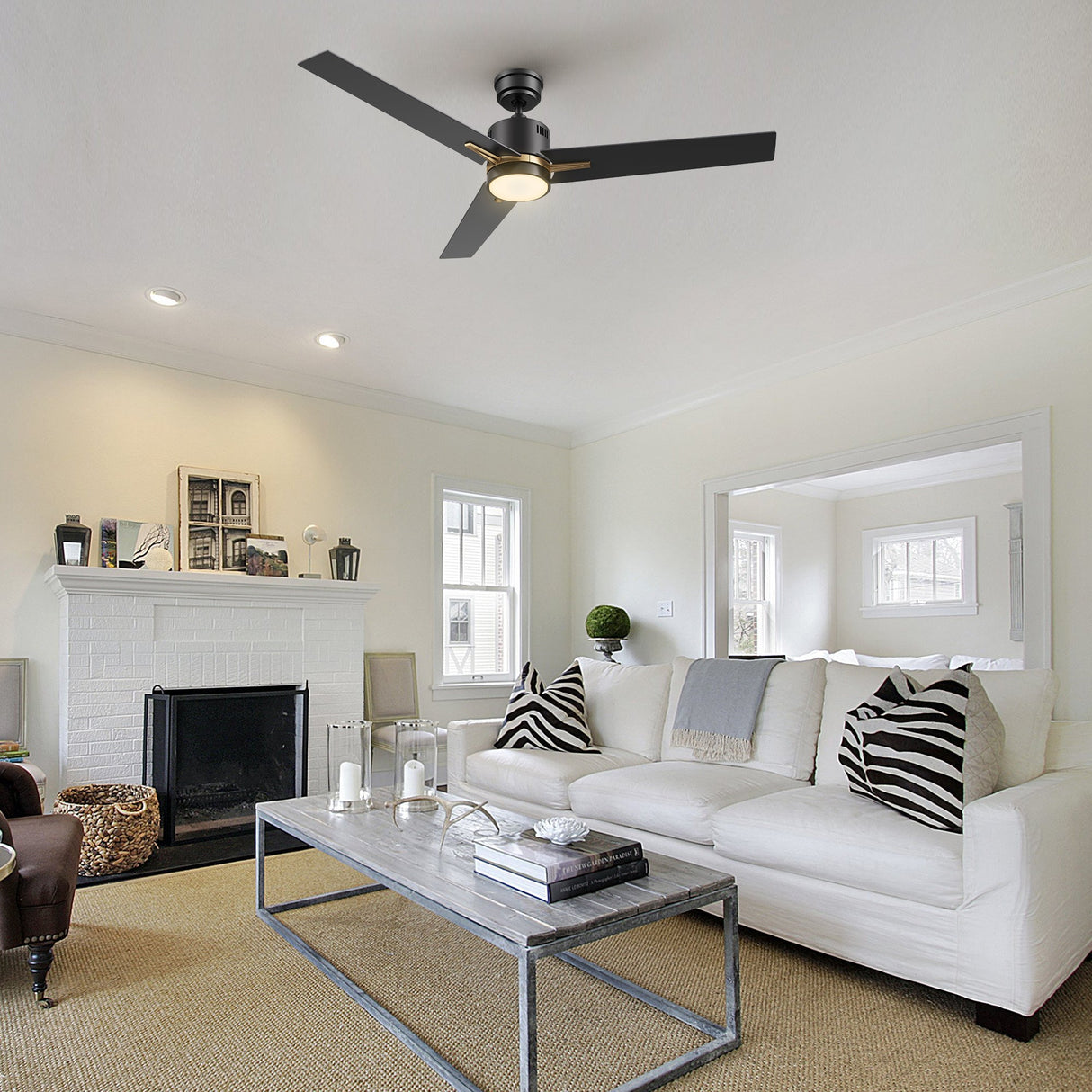 MONTGOMERY 52 In 3 Blade Smart Ceiling Fan With Integrated LED Lights With Google Home