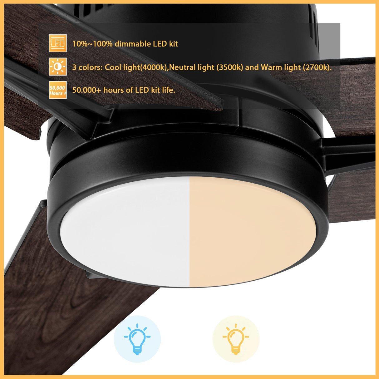 MONTGOMERY 52 In 3 Blade Smart Ceiling Fan With Integrated LED Lights With Google Home