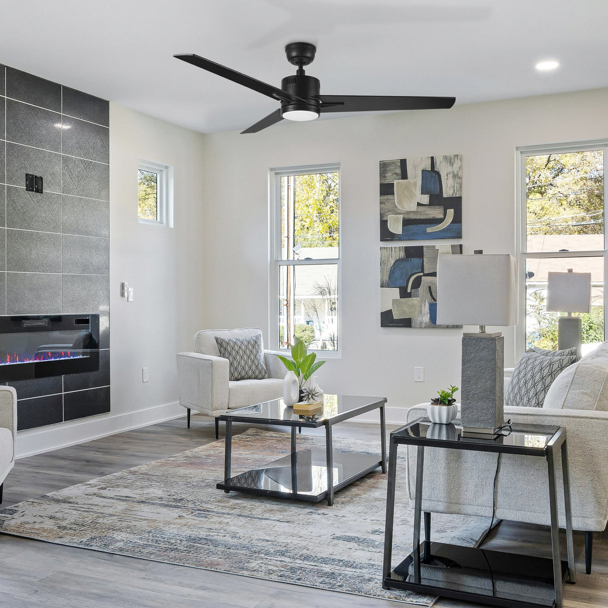 MONTGOMERY 52 In 3 Blade Smart Ceiling Fan With Integrated LED Lights With Google Home