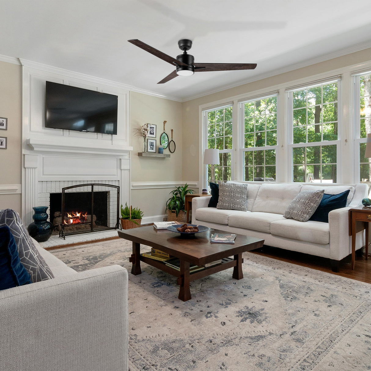 MONTGOMERY 52 In 3 Blade Smart Ceiling Fan With Integrated LED Lights With Google Home