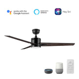 MONTGOMERY 52 In 3 Blade Smart Ceiling Fan With Integrated LED Lights With Google Home