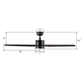 MONTGOMERY 52 In 3 Blade Smart Ceiling Fan With Integrated LED Lights With Google Home