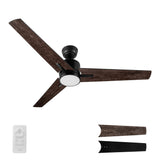 MONTGOMERY 52 In 3 Blade Smart Ceiling Fan With Integrated LED Lights With Google Home