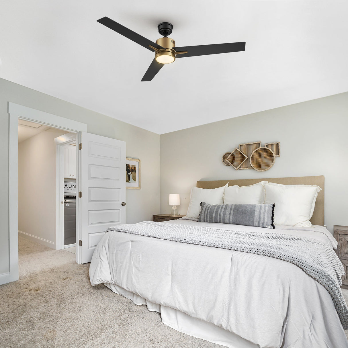 MONTGOMERY 52 In 3 Blade Smart Ceiling Fan With Integrated LED Lights With Google Home