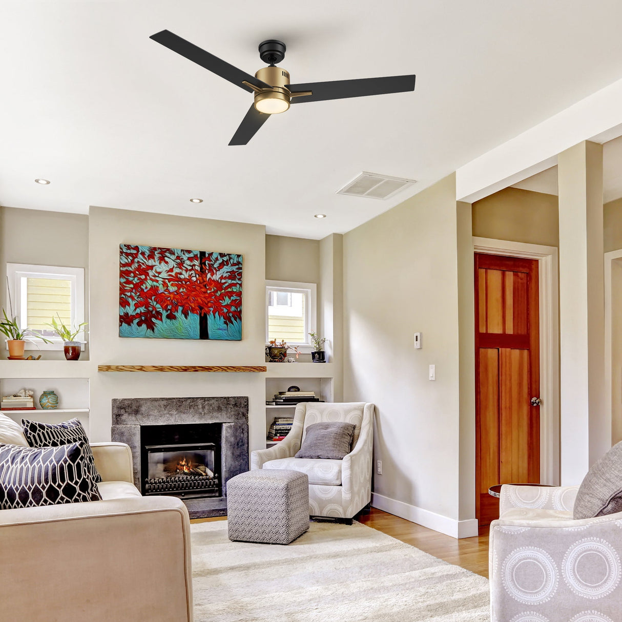 MONTGOMERY 52 In 3 Blade Smart Ceiling Fan With Integrated LED Lights With Google Home