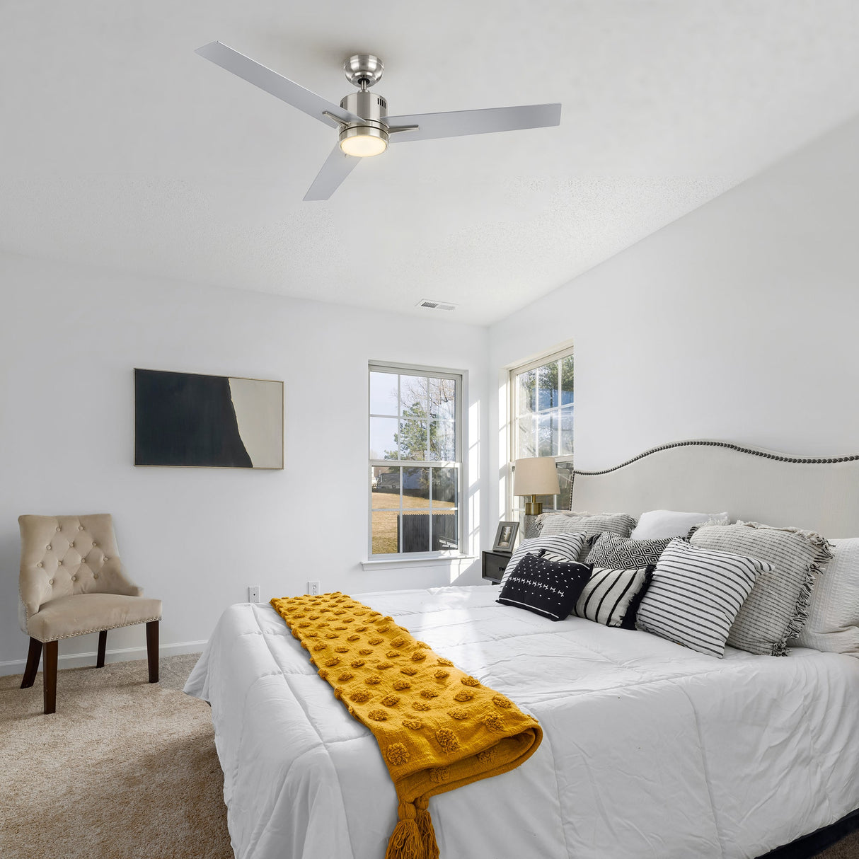 MONTGOMERY 52 In 3 Blade Smart Ceiling Fan With Integrated LED Lights With Google Home
