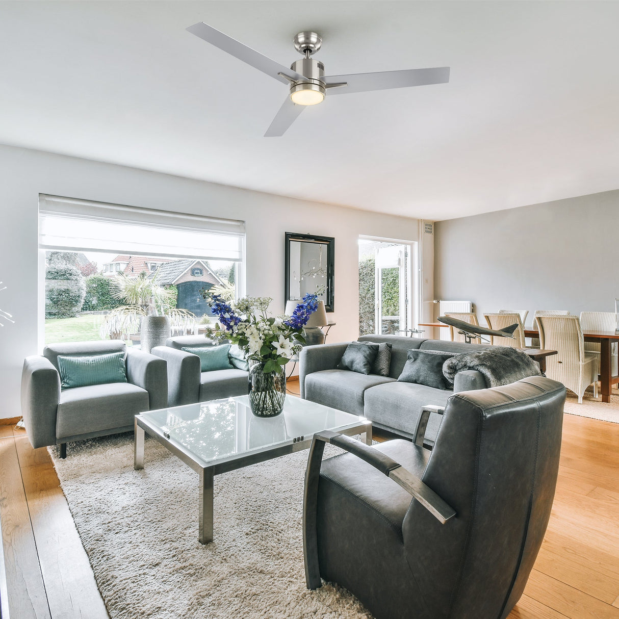 MONTGOMERY 52 In 3 Blade Smart Ceiling Fan With Integrated LED Lights With Google Home
