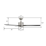 MONTGOMERY 52 In 3 Blade Smart Ceiling Fan With Integrated LED Lights With Google Home