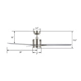 MONTGOMERY 52 In 3 Blade Smart Ceiling Fan With Integrated LED Lights With Google Home