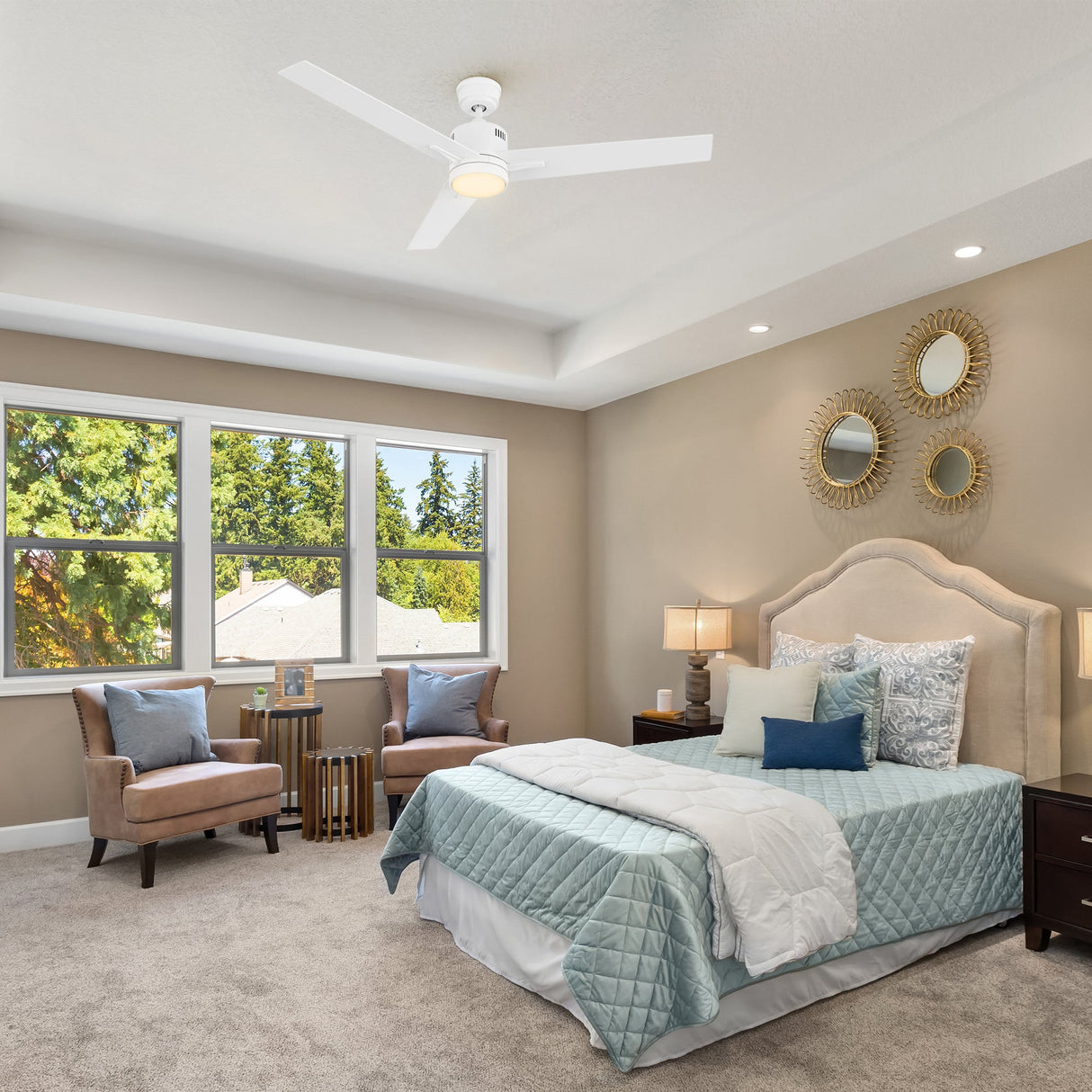 MONTGOMERY 52 In 3 Blade Smart Ceiling Fan With Integrated LED Lights With Google Home