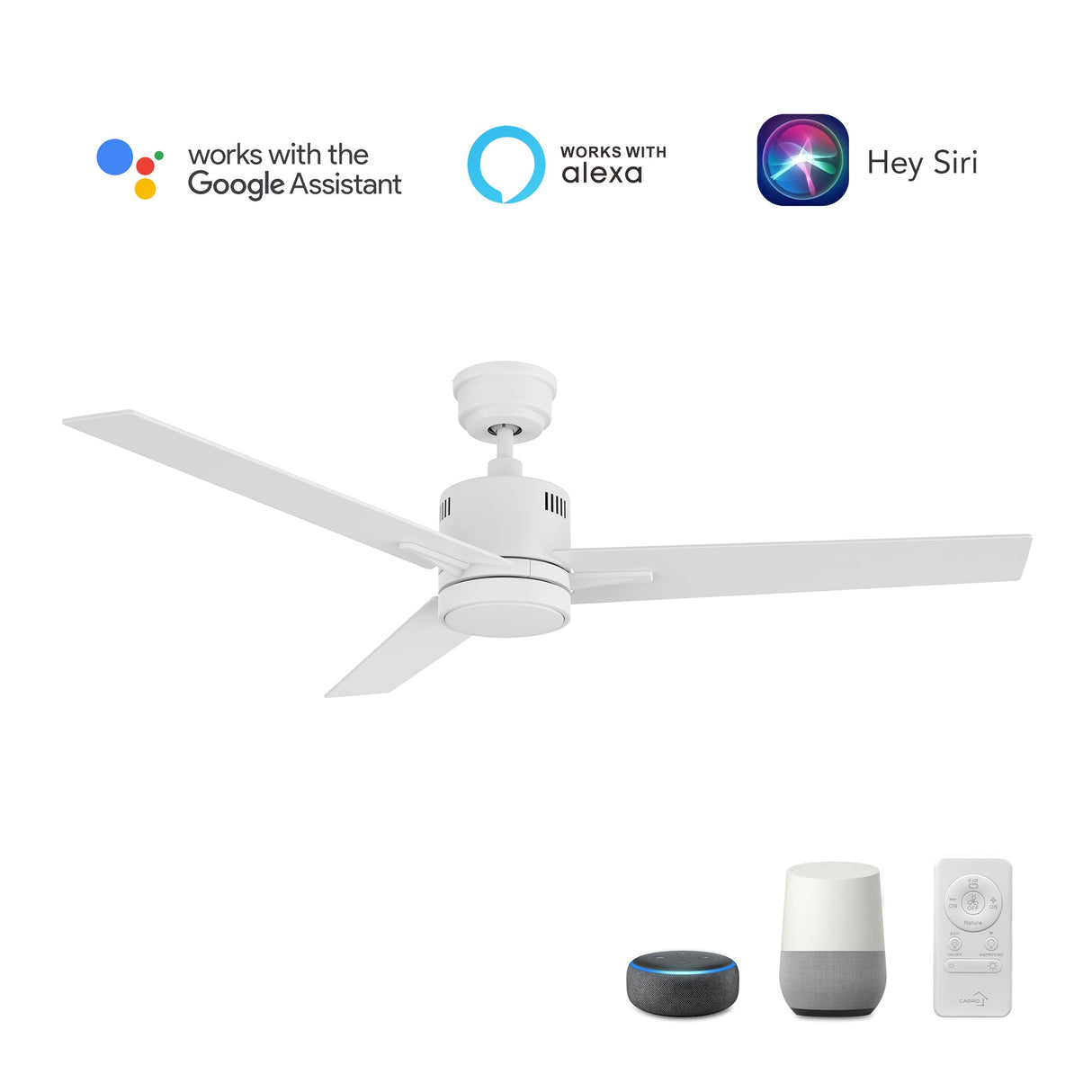 MONTGOMERY 52 In 3 Blade Smart Ceiling Fan With Integrated LED Lights With Google Home