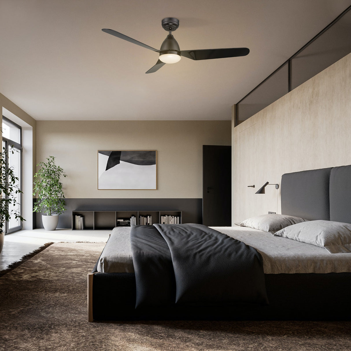 TOULON 52 In 3 Blade Smart Ceiling Fan With Integrated LED Lights With Google Home