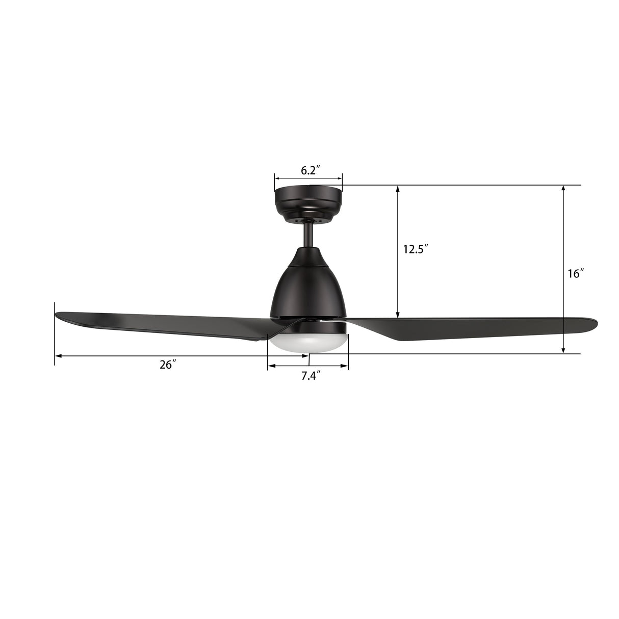 TOULON 52 In 3 Blade Smart Ceiling Fan With Integrated LED Lights With Google Home