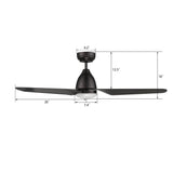 TOULON 52 In 3 Blade Smart Ceiling Fan With Integrated LED Lights With Google Home