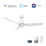 TOULON 52 In 3 Blade Smart Ceiling Fan With Integrated LED Lights With Google Home