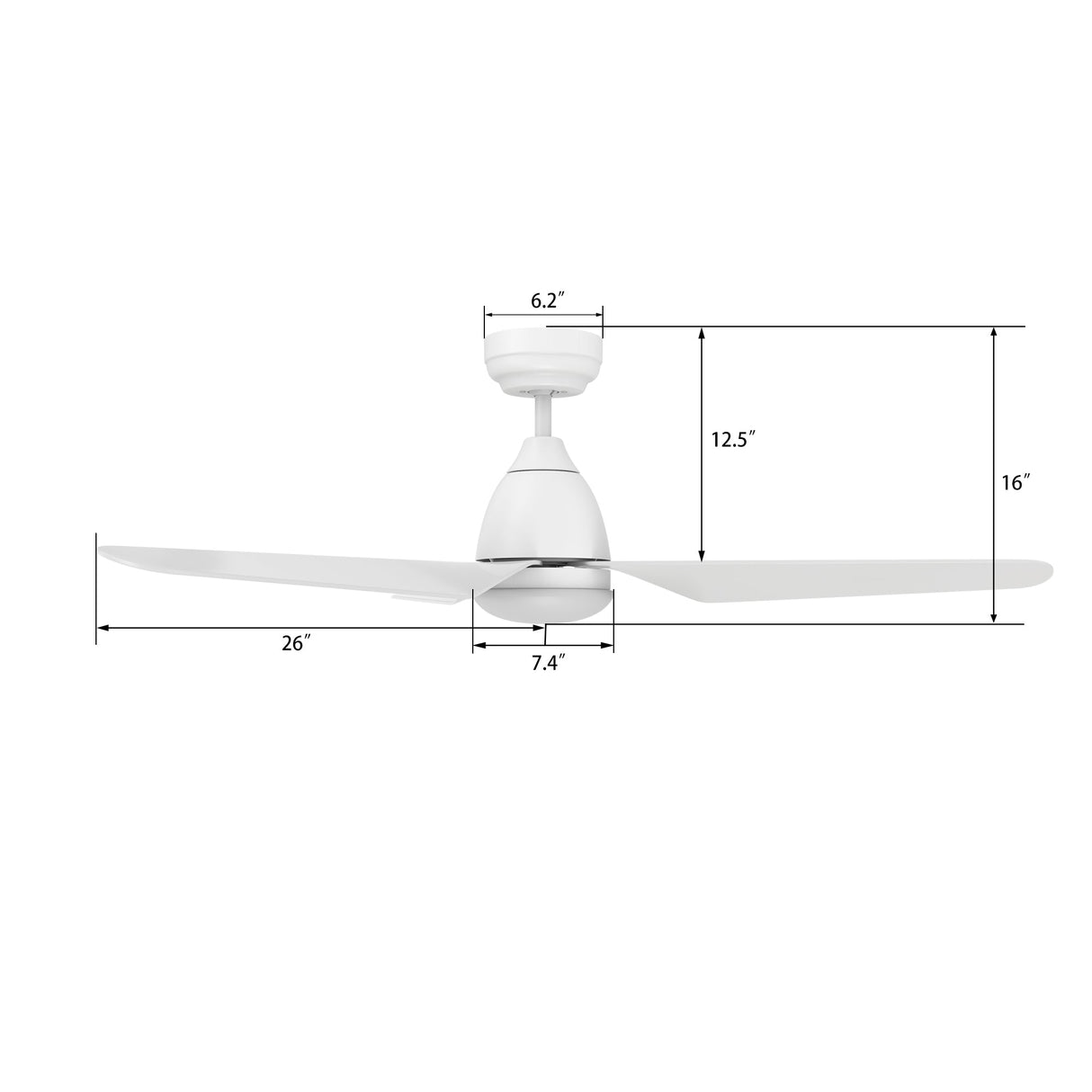 TOULON 52 In 3 Blade Smart Ceiling Fan With Integrated LED Lights With Google Home