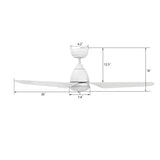 TOULON 52 In 3 Blade Smart Ceiling Fan With Integrated LED Lights With Google Home