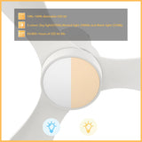 Aurora 52 Inch 3 Blade Flush Mount Smart Ceiling Fan With Led Light Kit Remote White White