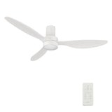 Aurora 52 Inch 3 Blade Flush Mount Smart Ceiling Fan With Led Light Kit Remote White White