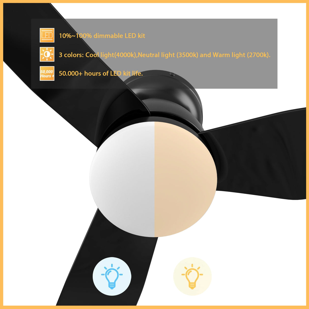 DENVER 52 In 3 Blade Smart Ceiling Fan With Integrated LED Lights With Google Home