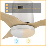 Spezia 52 Inch 3 Blade Flush Mount Smart Ceiling Fan With Led Light Kit Remote White Bamboo Wood