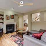 Spezia 52 Inch 3 Blade Flush Mount Smart Ceiling Fan With Led Light Kit Remote White Bamboo Wood