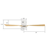 Spezia 52 Inch 3 Blade Flush Mount Smart Ceiling Fan With Led Light Kit Remote White Bamboo Wood